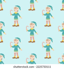 Christmas Elf Seamless Pattern. Christmas collection. Flat vector illustration