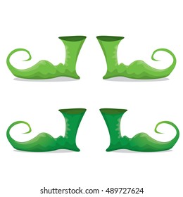 christmas elf shoes. vector green boots