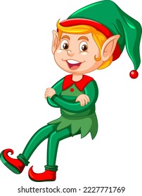 Christmas elf sitting cartoon character illustration