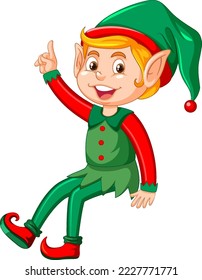 Christmas elf sitting cartoon character illustration