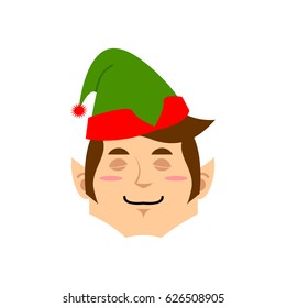 Christmas Elf sleeping Emoji. Santa helper asleep emotion .