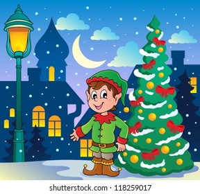 Christmas elf theme 2 - vector illustration.