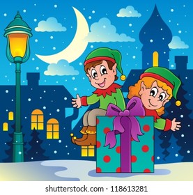 Christmas elf theme 4 - vector illustration.