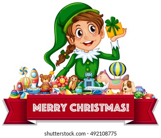 Christmas elf with toys