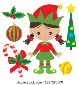 Christmas Elf Vector Cartoon Illustration Stock Vector (Royalty Free ...