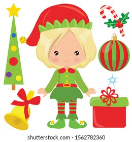 Christmas elf vector cartoon illustration