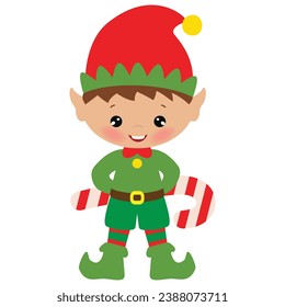 Christmas elf vector cartoon illustration