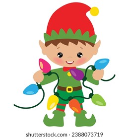 Christmas elf vector cartoon illustration