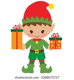 Christmas elf vector cartoon illustration