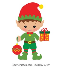 Christmas elf vector cartoon illustration