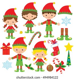 Christmas elf vector cartoon illustration