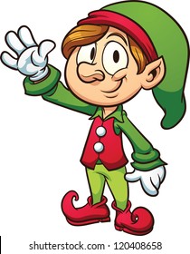 Christmas elf. Vector clip art illustration with simple gradients. All in a single layer.