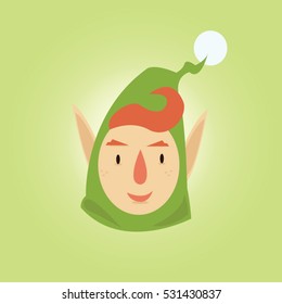 Christmas elf vector on green background