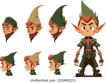 Christmas elf vector set character