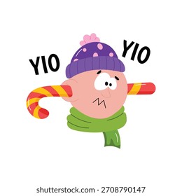 Christmas ELF vector sticker illustration.