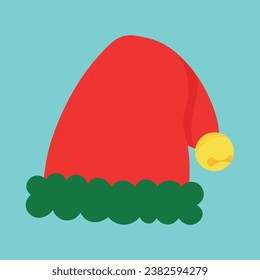 Christmas elf's hat on blue background