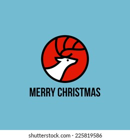 Christmas elk flat line icon
