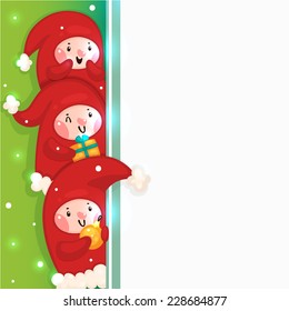 Christmas Elves and blank banner, vector.