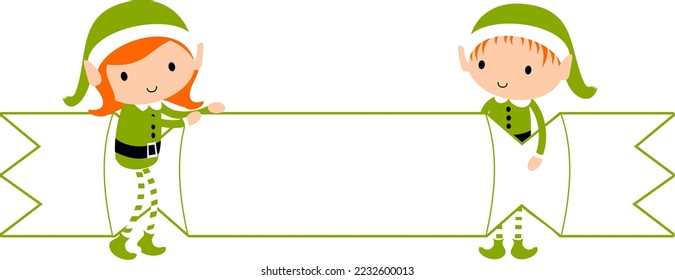 Christmas Elves blank gift name labels cute cartoon holiday elves vector illustrations