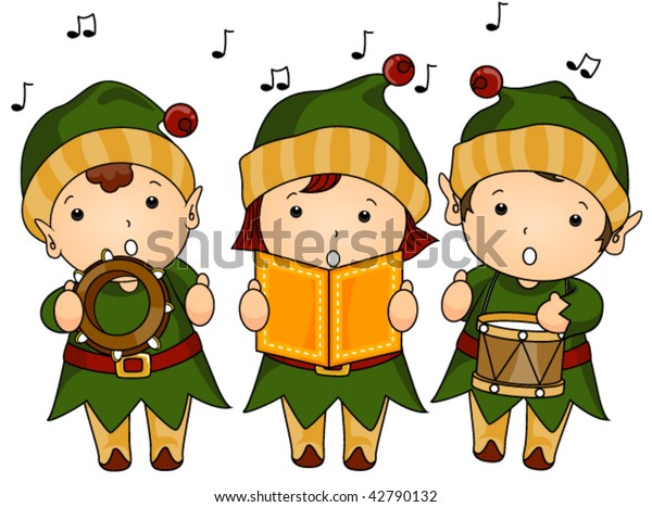 Christmas Elves Caroling Vector Stock Vector (Royalty Free) 42790132 ...