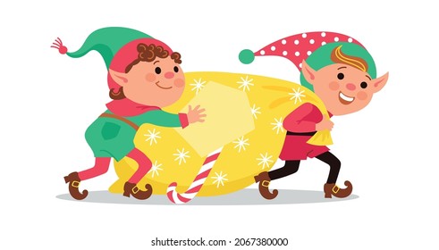 Christmas elves. Cartoon funny magical creatures