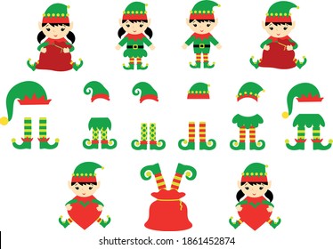 Christmas Elves, Elf Clipart, Elf Split Name Frame