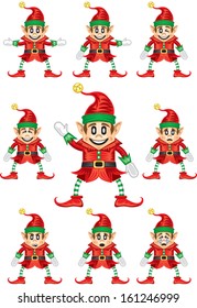 Christmas Elves expressing different emotions.