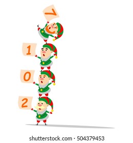 Christmas elves performing acrobatic