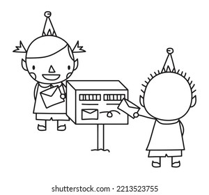 Ilustración vectorial de correo de los elfos de Navidad