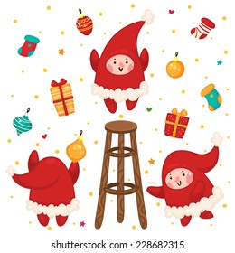 Christmas Elves, set, vector.