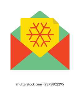Christmas Email Flat Icon Vector Illustration Isolated on White Background. Use for Xmas, Decoration, Greeting Card Etc.