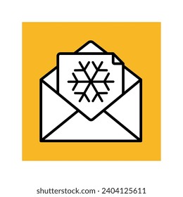 Christmas Email Square Icon Vector Illustration. Christmas Icons. Use for Xmas, Decoration, Greeting Card Etc.
