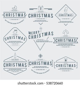 Christmas Emblem and Label Vector Design Elements Set, vintage ornaments