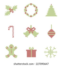 Christmas embroidered elements. Icons