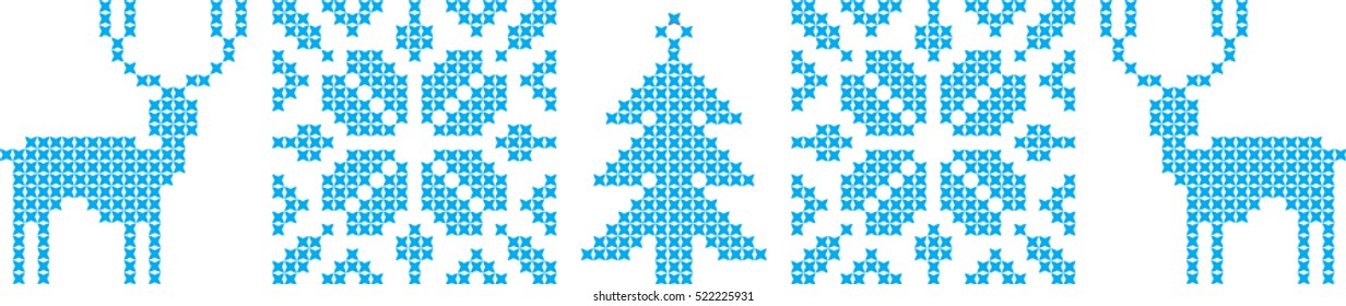 Christmas embroidered Ukrainian national pattern cross with deer