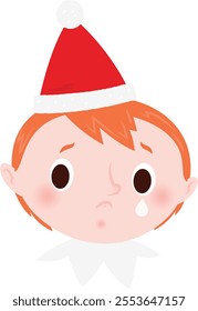 Christmas emoji: Crying elf boy.