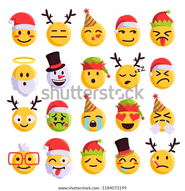 Weihnachten Emoji Lustige Und Susse Feiertage Stock Vektorgrafik Lizenzfrei