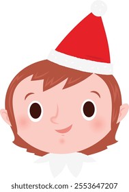 Christmas emoji: Grinning elf girl.