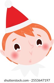 Christmas emoji: Holding back laughter elf boy.