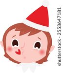 Christmas emoji: Kissing elf girl.
