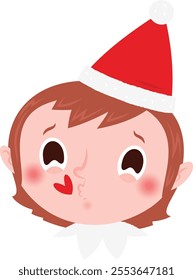 Christmas emoji: Kissing elf girl.
