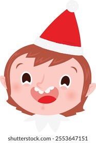 Christmas emoji: Laughing elf girl.
