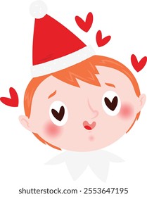 Christmas emoji: In love elf boy.