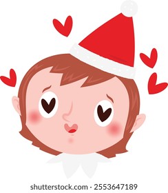 Christmas emoji: In love elf girl.