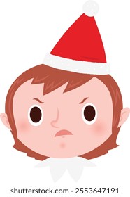 Christmas emoji: Pouting elf girl.