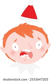 Christmas emoji: Scared elf boy.