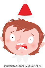 Christmas emoji: Scared elf girl.