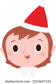 Christmas emoji: Smiling elf girl.