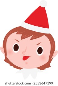 Christmas emoji: Sticking out the tongue elf girl.