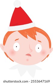 Christmas emoji: Surprised elf boy.